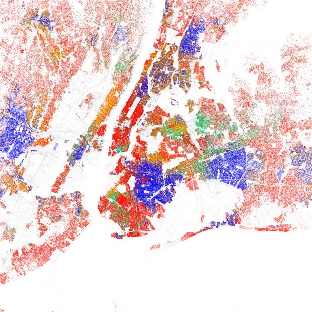 Race and ethnicity 2010: New York City, by Eric Fischer, 2010