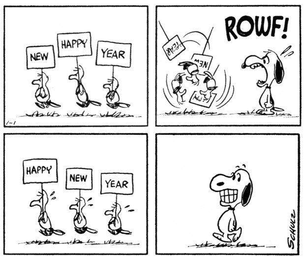 Peanuts, January 1st, 1966 by Charles M. Schulz, Seattle: Fantagraphics Books, 2007, p. 157.  © 2011 United Features Syndicate,