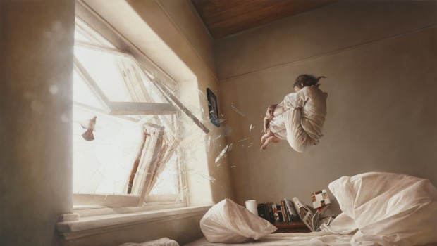 “A Perfect Vaccuum” by Jeremy Geddes, oil on board, 20" x 35", 2011