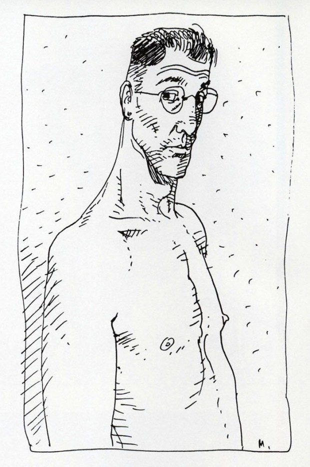 Self-portrait by Moebius published in  “Starwatcher”, Paris: Aedena, 1986, p.3