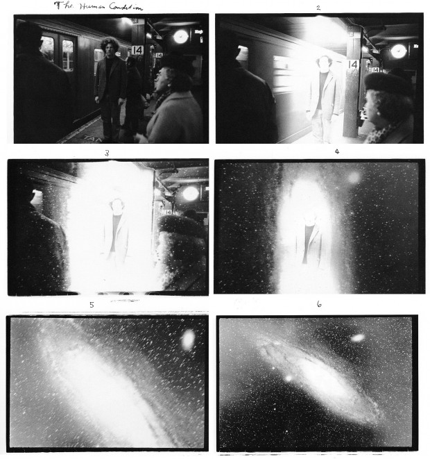 “The Human Condition” by Duane Michals, 6 gelatin silver prints with hand-applied text, 5 x 7 inches, edition 22/25, 1969. © Duane Michals.