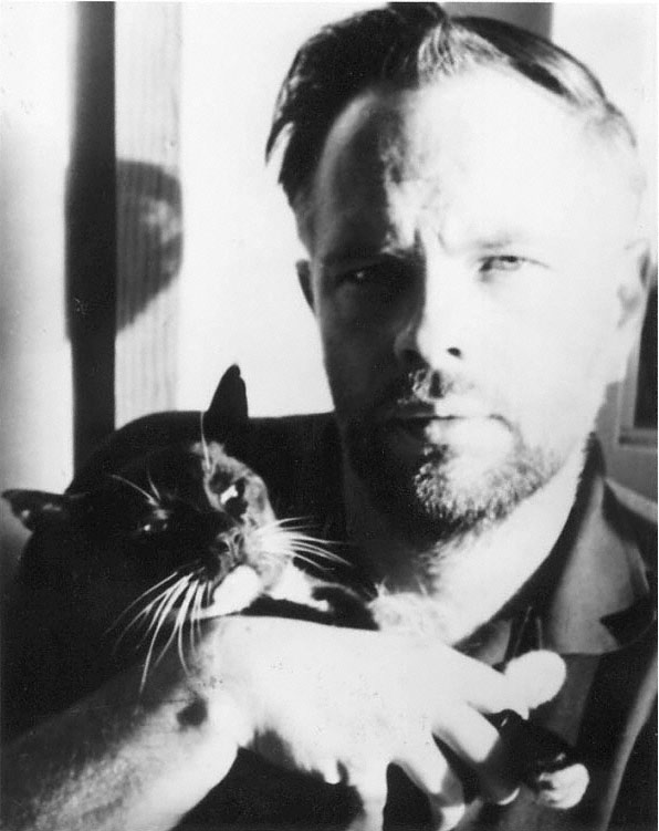 “Philip K. Dick with his cat” photo by Anne Dick, undated (retrieved from PhilipKDick.com)