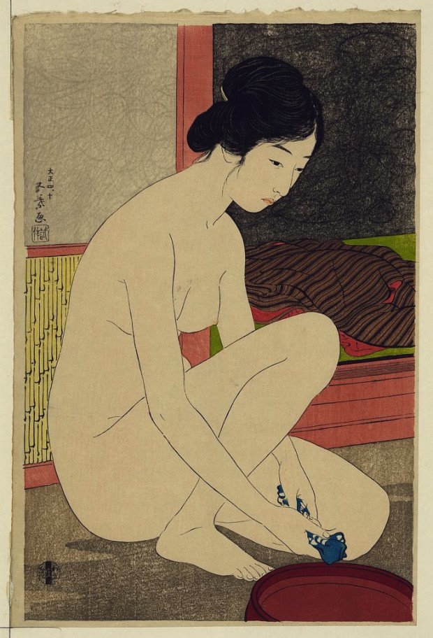 “Yokugo no onna” (“Woman after a bath”) by Hashiguchi Goyō, 1915. Retrieved from The Library of Congress. Public domain.
