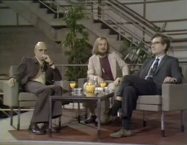 Still from the complete video recording of the Chomsky-Foucault debate that took place in 1971.