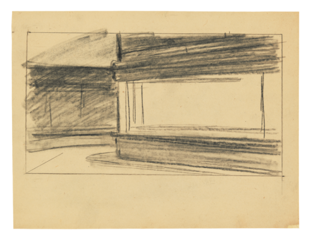 Study for ‘Nighthawks’ by Edward Hopper, 1941 or 1942, fabricated chalk on paper, 8 1/2 x 11 in., Whitney Museum of American Art, New York; Josephine N. Hopper Bequest 70.195