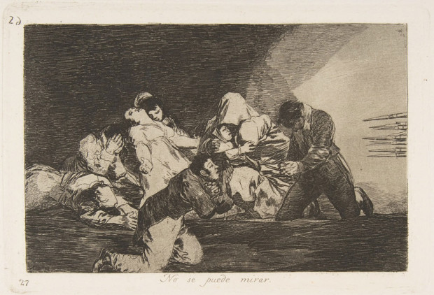 “One Can't Look” (“No se puede mirar”) by Goya, Plate 26 of ‘The Disasters of War’, etched about 1810 – 1820 (published 1863).