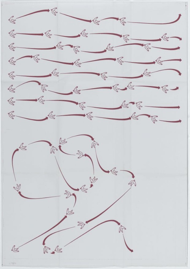 “Caminos” by Léon Ferrari, ink on paper, 68,7 × 93,8 cm, 1982
