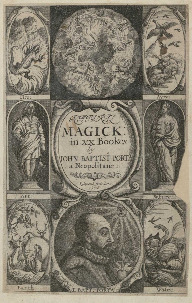 Frontispiece of Giambattista della Porta´s  Natural magick, London, Printed for T. Young and S. Speed, 1658. Retrieved from the Library of Congress.