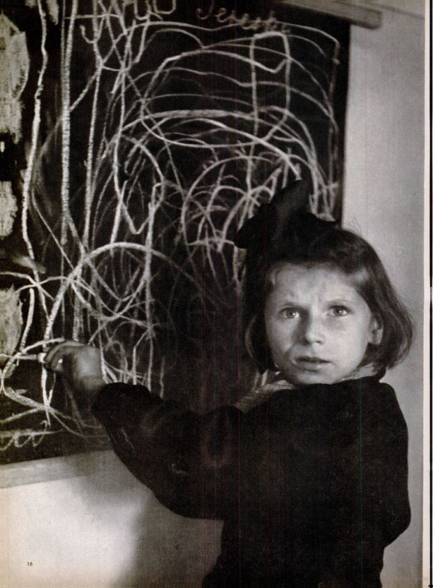 “Tereska Draws Her Home”, photo by David Seymour, Vol. 25, No. 26, December 27,  1948, p. 16
