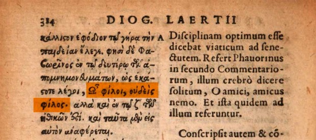 ‘Lives of Eminent Philosophers’ by Diogenes Laertius, Excvd. Henr. Steph., Genevae, 1593, p. 314 (emphasis on detail)