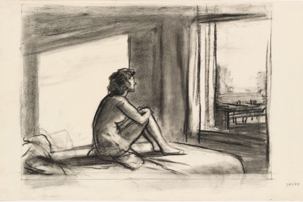 Edward Hopper, Study for Morning Sun, 1952. Fabricated chalk on paper, 12 × 19 in. (30.5 × 48.3 cm). Whitney Museum of American Art, New York; Josephine N. Hopper Bequest  70.244