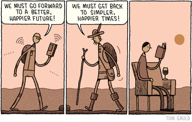 “We must go forward / We must get back” by Tom Gauld, Sept. 15, 2014.