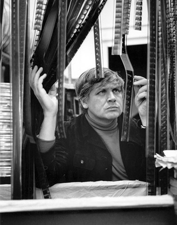 Original captions: “English film director Ken Russell examining strips of film”, 1967. Topical Press Agency/Getty Images. Image retrieved from The Guardian.