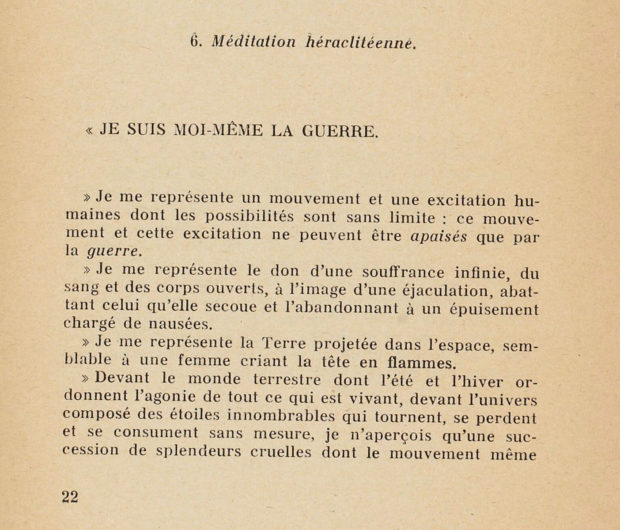 Image of Bataille’s “Heraclitean Meditation” from Acéphale no. 5, 1939