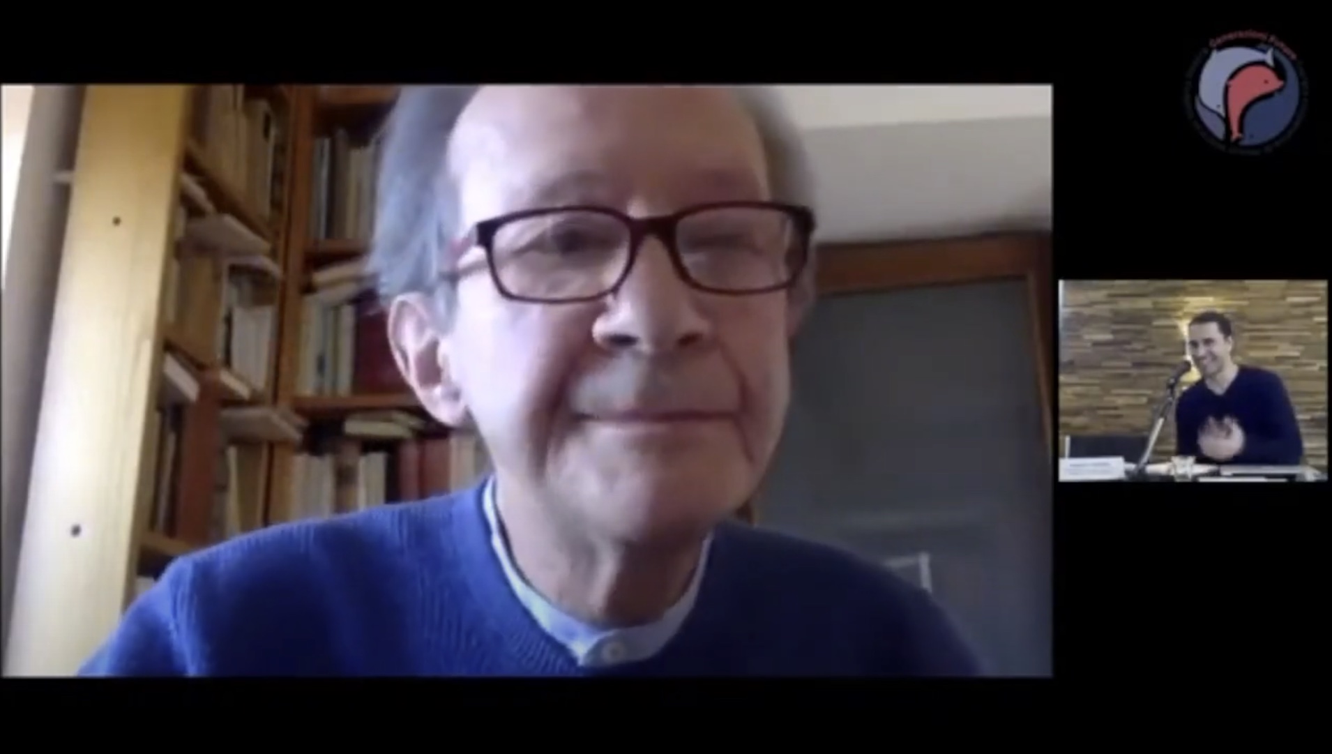 Still from the video intervention made by Giorgio Agamben on January 29, 2022, in Paris